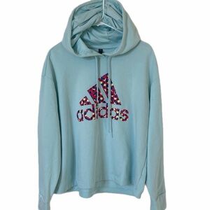 Adidas mint green Hoodie Sweatshirt with Multicolor Logo women’s size 2x